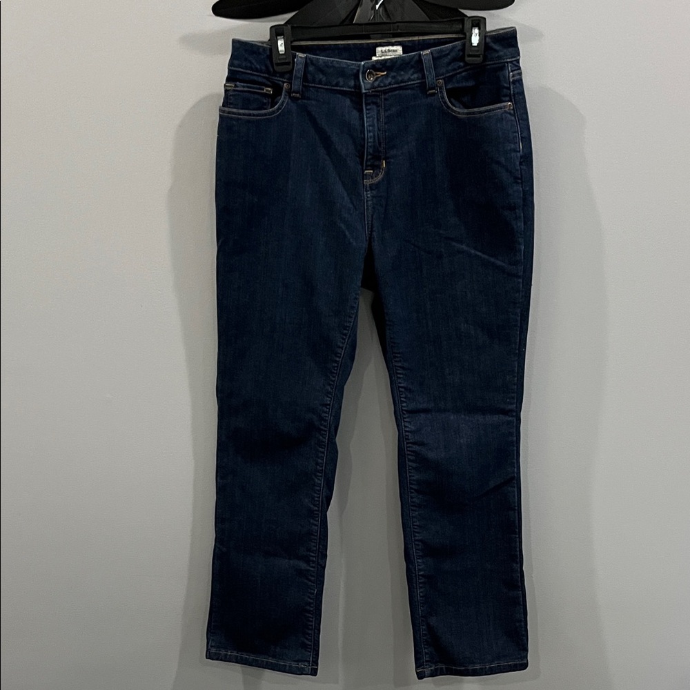 L.L. Bean Women's Classic Fit Flannel Lined Straight Leg Jeans Size 12 Petite
